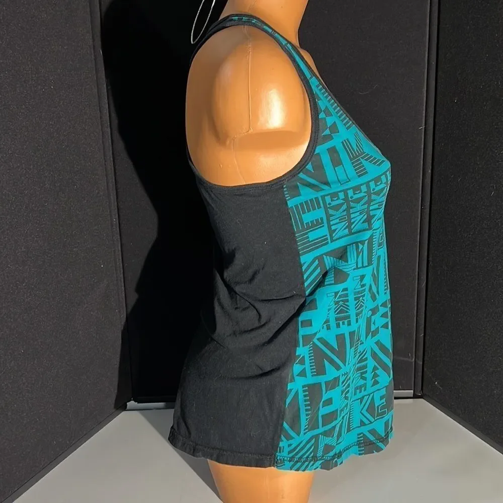 Nike Teal & Black Loose Fit Workout Tank Top Size Small